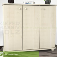 Anika Kommode Sideboard 93er | Anrichte | 3-Türig mit Regalfächer | 100% Bio Kiefer Massivholz