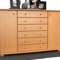 Anika Kommode XL Sideboard | Anrichte | 2-Türig | 6-Schubladen | 100% Bio Kiefer Massivholz