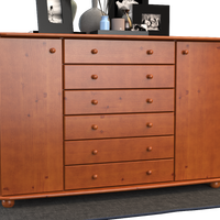 Anika Kommode XL Sideboard | Anrichte | 2-Türig | 6-Schubladen | 100% Bio Kiefer Massivholz