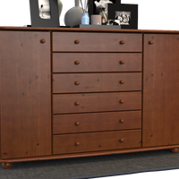Anika Kommode XL Sideboard | Anrichte | 2-Türig | 6-Schubladen | 100% Bio Kiefer Massivholz