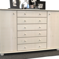 Anika Kommode XL Sideboard | Anrichte | 2-Türig | 6-Schubladen | 100% Bio Kiefer Massivholz