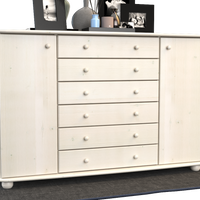 Anika Kommode XL Sideboard | Anrichte | 2-Türig | 6-Schubladen | 100% Bio Kiefer Massivholz