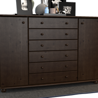Anika Kommode XL Sideboard | Anrichte | 2-Türig | 6-Schubladen | 100% Bio Kiefer Massivholz