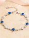 Armband aus 925er Sterling-Silber, Gliederarmband mit blauem Herz