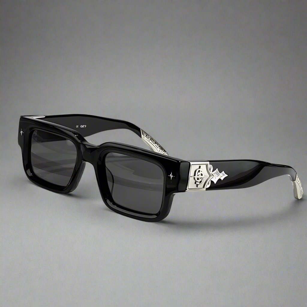 Getaway jet black thick acetatе high‑street shades luxury eyewear