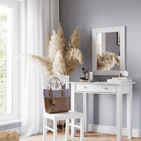 Bologna Elegante Massivholz Kiefer Schminktisch | Farbe weiß