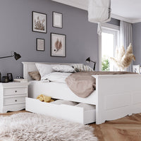 Bologna Elegante Massivholz Kieferbett Bettschublade | Farbe weiß