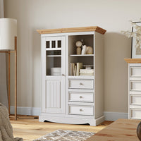 Bologna Elegante Massivholz Kiefer 5 Schubladen Kommode | Farbe Weiß - Kiefer