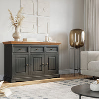 Bologna Elegante Massivholz Kiefer Kommode 3.3 | Farbe Graphit - Eiche