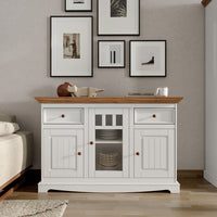 Bologna Elegante Massivholz Kiefer Kommode 3D | Farbe Weiß - Eiche