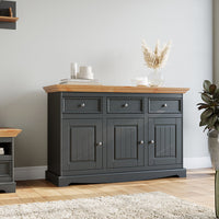 Bologna Elegante Massivholz Kiefer Kommode 3.3 | Farbe Graphit - Kiefer