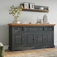 Bologna Elegante Massivholz Kiefer Kommode 4.3 | Farbe Graphit - Kiefer