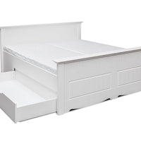 Bologna Elegante Massivholz Kieferbett Bettschublade | Farbe weiß