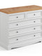 Bologna Elegante Massivholz Kiefer 5 Schubladen Kommode | Farbe Weiß - Kiefer