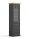 Bologna Elegante Massivholz Kiefer Vitrine 1-Türig | Farbe Graphit - Kiefer