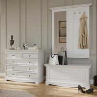 Bologna Elegante Massivholz Kiefer Spiegel Garderobe | Farbe weiß