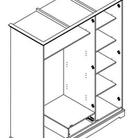 Bologna Elegante Massivholz Kiefer Kleiderschrank Spiegelschrank 3D | Farbe weiß