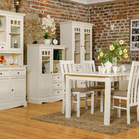 Bologna Elegante Massivholz Kiefer Kommodenaufsatz 3-Türig | Farbe weiß