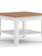 Bologna Elegante Massivholz Kiefer kleiner Couchtisch | Farbe Weiß - Eiche