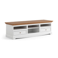Bologna Elegante Massivholz Kiefer große TV-Schrank Kommode | Farbe Weiß - Eiche