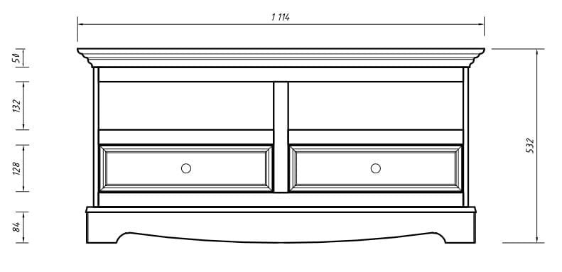 Bologna Elegante Massivholz Kiefer Kommode TV-Schrank | Farbe weiß