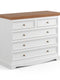 Bologna Elegante Massivholz Kiefer 5 Schubladen Kommode | Farbe Weiß - Eiche