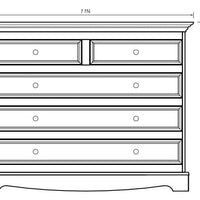 Bologna Elegante Massivholz Kiefer 5 Schubladen Kommode | Farbe Weiß - Eiche