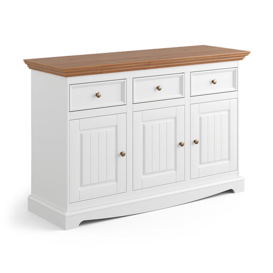 Bologna Elegante Massivholz Kiefer Kommode 3.3 | Farbe Weiß - Eiche