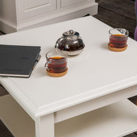 Bologna Elegante Massivholz Kiefer kleiner Couchtisch | Farbe Weiß