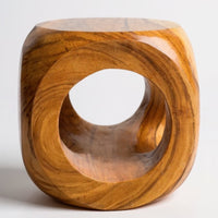Holz Hocker – Pflanzenhocker Beistelltisch – Modern mit rundem Ausschnitt – Würfelform aus Massivholz – 40x40x40 cm
