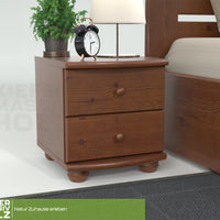 Claudia Kiefer Massivholz Nachttisch Nachtschrank | 2-Schubladen | 100% Bio Kiefer