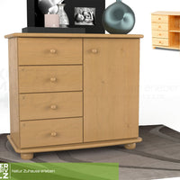 Claudia Kommode Sideboard | Anrichte | 4-Schubladen 1-Türig | 100% Bio Massivholz