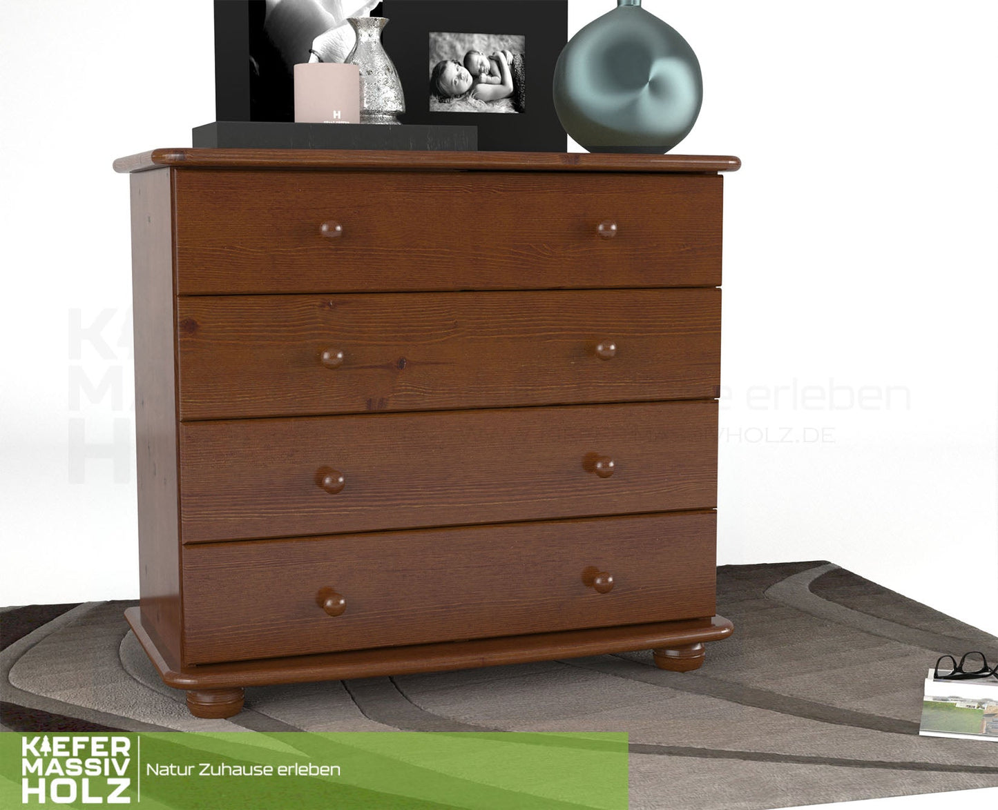 Claudia Kommode Sideboard | Anrichte | 4-XL Schubladen | 100% Bio Massivholz