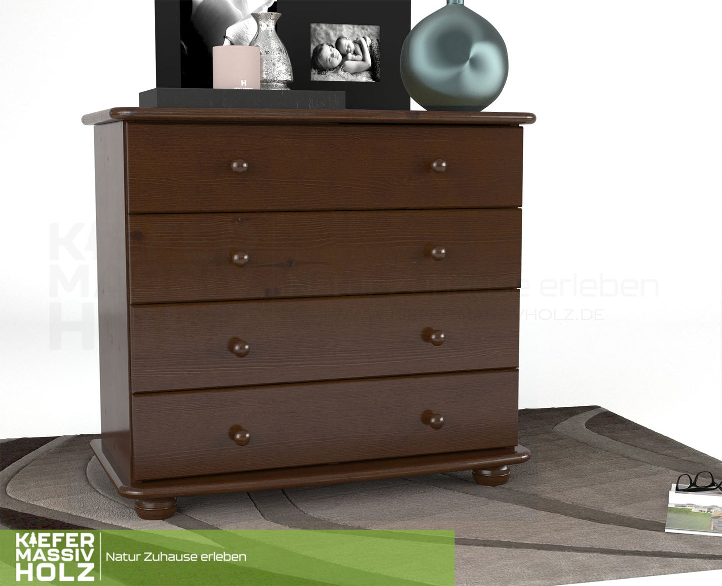Claudia Kommode Sideboard | Anrichte | 4-XL Schubladen | 100% Bio Massivholz