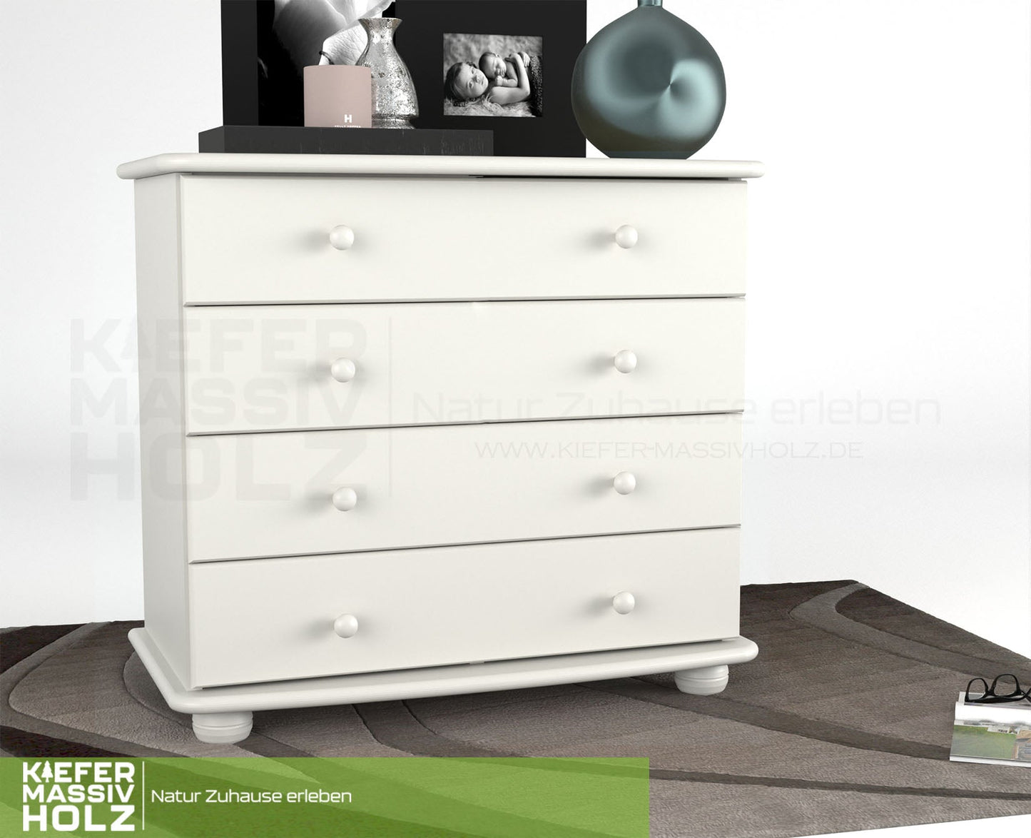 Claudia Kommode Sideboard | Anrichte | 4-XL Schubladen | 100% Bio Massivholz
