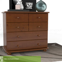 Claudia Kommode Sideboard | Anrichte | 6-Schubladen | 100% Bio Kiefer Massivholz