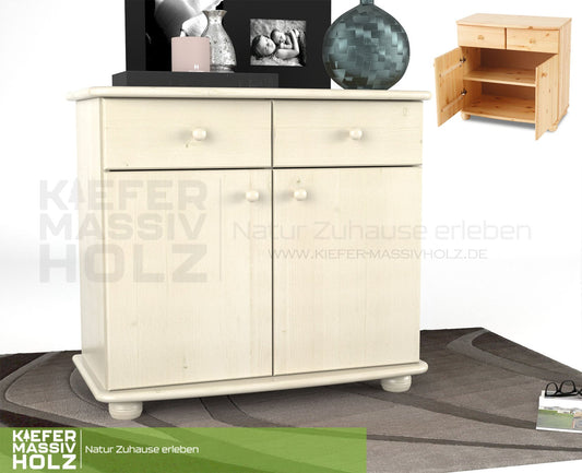 Claudia Kommode Sideboard | Anrichte | 2-Türig | 2-Schubladen | 100% Bio Kiefer Massivholz