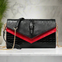 Crocodile pattern leather bag women cowhide shoulder clutch