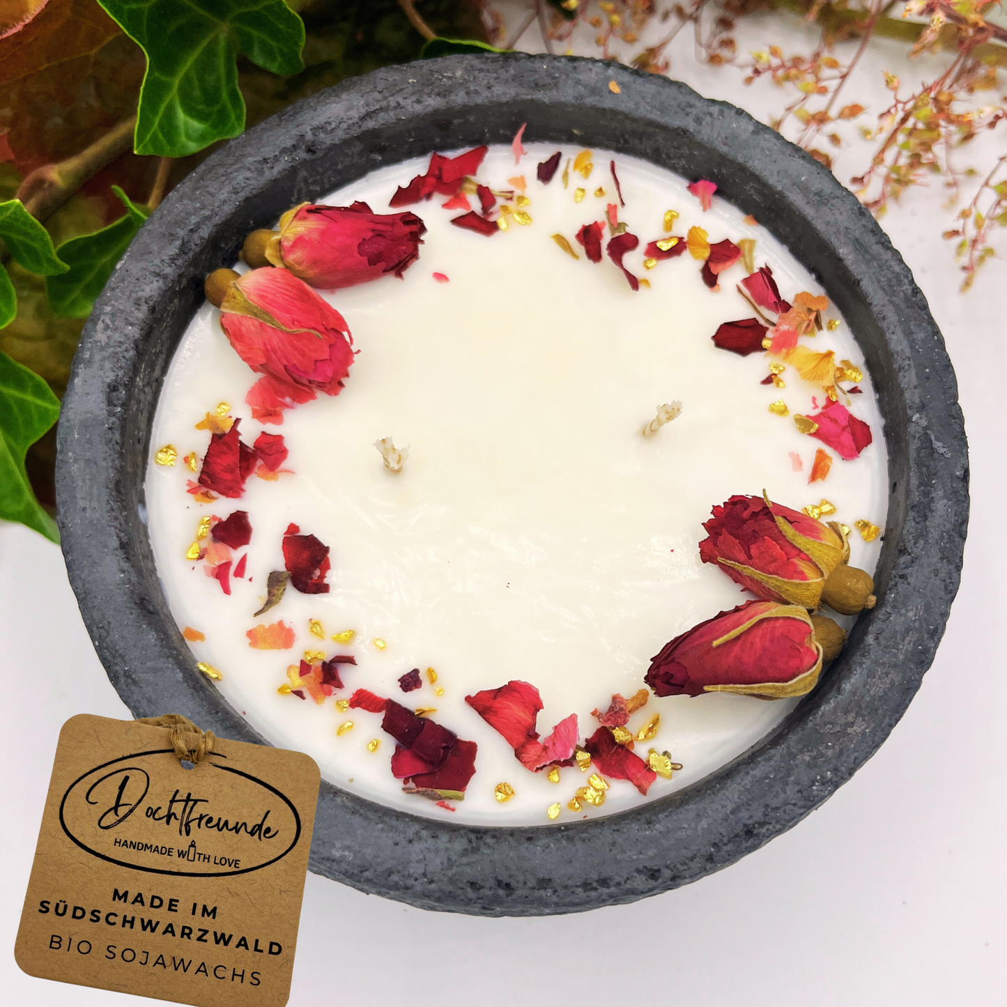DochtFreunde Betonkerze "Black Roses" | Vegan & Handmade im Schwarzwald
