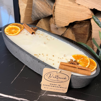 DochtFreunde "Black-Ship" | Handgemachte Betonkerze Schwarz | Vanilla Toffee