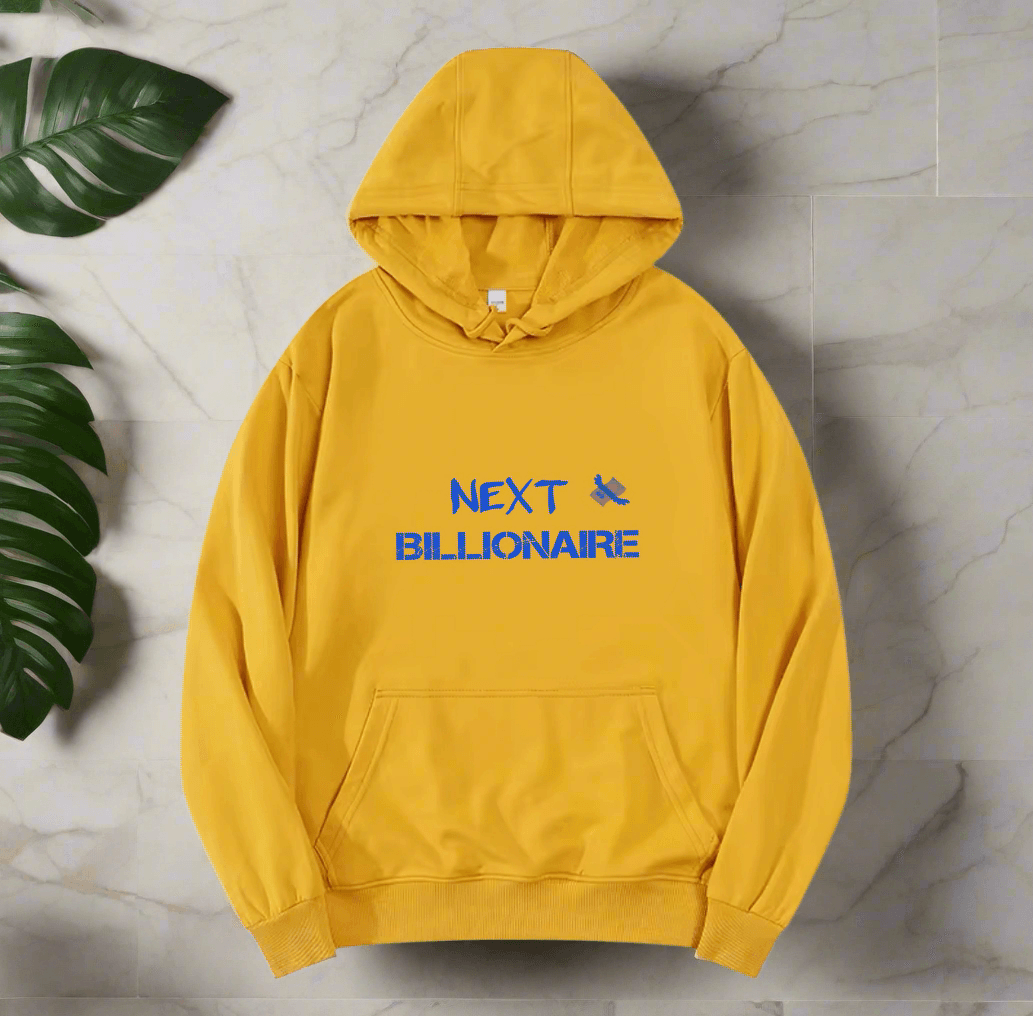 Motivational Line,NEXT BILLIONAIRE,New fashionable round neck hoodie