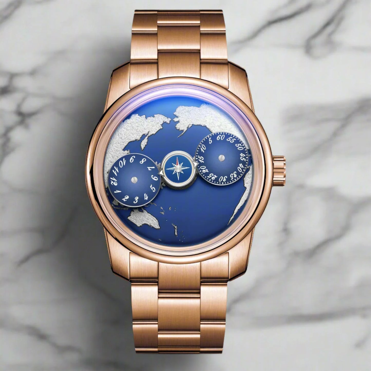 Earth automatic watch unique earth design stainless steel waterproof luminous dial