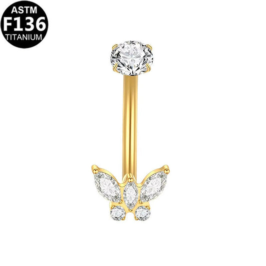 Bauchnabelpiercing aus TITAN mit Schmetterlings Motiv
