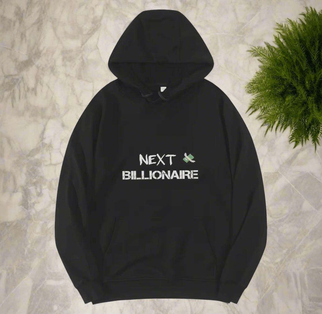 Motivational Line,NEXT BILLIONAIRE,New fashionable round neck hoodie