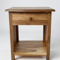 Holz Nachtkommode – Beistelltisch Nachttisch Nachtschrank – Vintage-Look aus massiven Teakholz - 50x40x30 cm