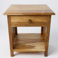 Holz Nachtkommode – Beistelltisch Nachttisch Nachtschrank – Vintage-Look aus massiven Teakholz - 50x40x30 cm