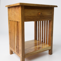 Holz Nachtkommode – Beistelltisch Nachttisch Nachtschrank – Vintage-Look aus massiven Teakholz - 50x40x30 cm
