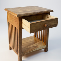 Holz Nachtkommode – Beistelltisch Nachttisch Nachtschrank – Vintage-Look aus massiven Teakholz - 50x40x30 cm