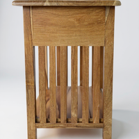 Holz Nachtkommode – Beistelltisch Nachttisch Nachtschrank – Vintage-Look aus massiven Teakholz - 50x40x30 cm