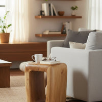 Holzhocker - Beistelltisch Couchtisch - Handgefertigter Hocker aus massivem Suarholz- 50x30x40 cm